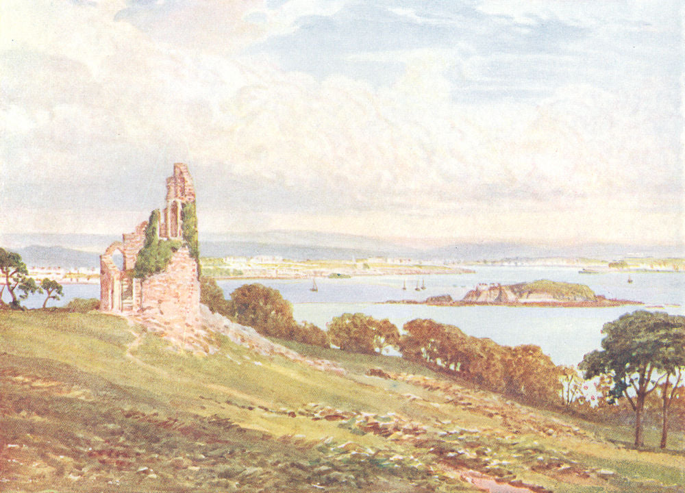 DEVON. Plymouth, from Mount Edgcumbe 1931 old vintage print picture